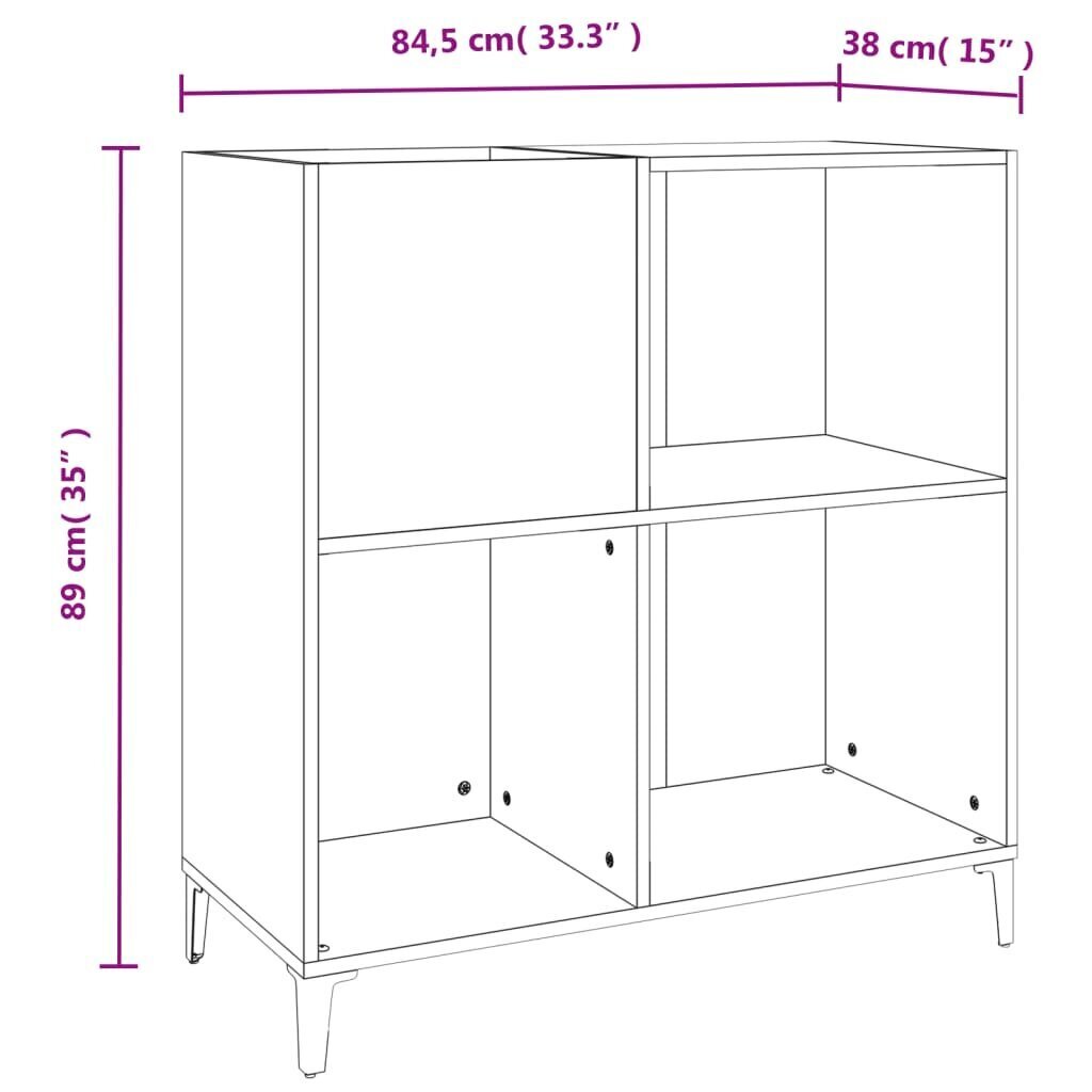 vidaXL LP-levyjen säilytyskaappi betoninharmaa 84,5x38x89 cm puu hinta ja tiedot | Kaapit | hobbyhall.fi