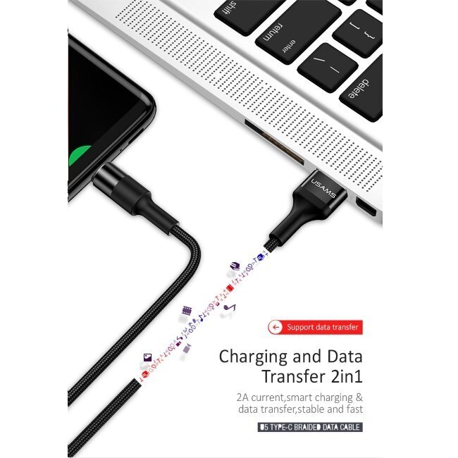 Kaapeli Usams SJ221TC01, USB A 2.0 - USB C, 1,2 m hinta ja tiedot | Kaapelit ja adapterit | hobbyhall.fi