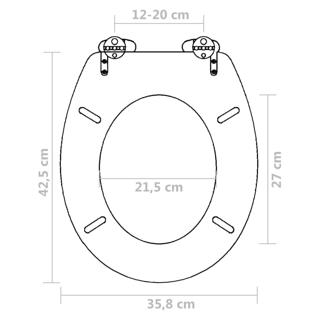 vidaXL WC-istuimet soft-close kansilla 2 kpl MDF musta hinta ja tiedot | WC-istuimen lisätarvikkeet | hobbyhall.fi