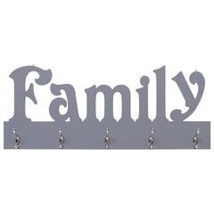 vidaXL Seinälle kiinnitettävä naulakko FAMILY harmaa 74x29,5 cm hinta ja tiedot | Naulakot | hobbyhall.fi