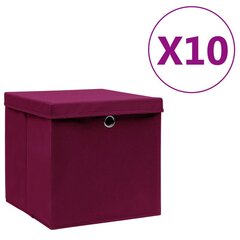 vidaXL Säilytyslaatikot kansilla 10 kpl 28x28x28 cm tummanpunainen hinta ja tiedot | Säilytyslaatikot ja -korit | hobbyhall.fi