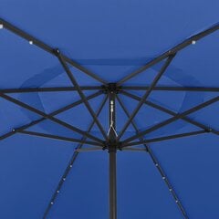 vidaXL Aurinkovarjo LED-valot ja metallitanko 400 cm taivaansininen hinta ja tiedot | Aurinkovarjot ja markiisit | hobbyhall.fi