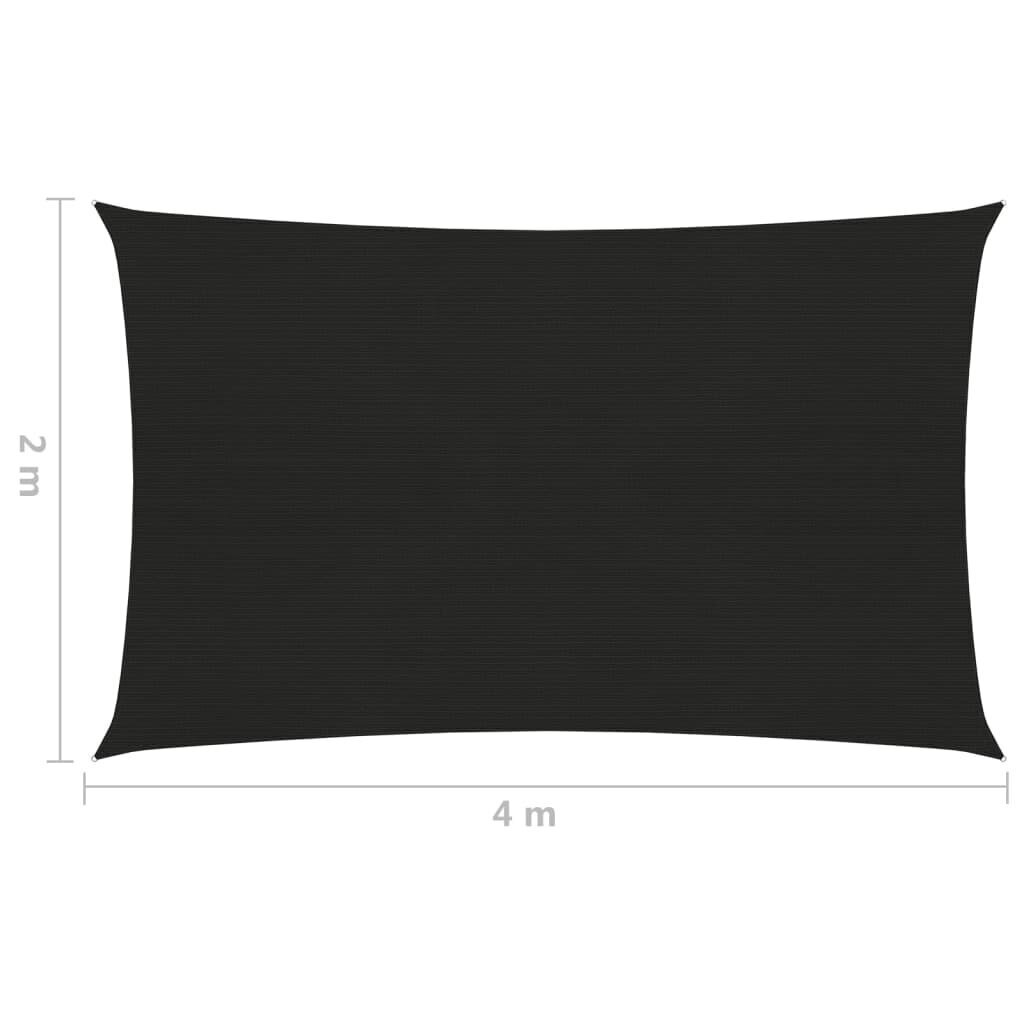 vidaXL Aurinkopurje 160 g/m² musta 2x4 m HDPE hinta ja tiedot | Aurinkovarjot ja markiisit | hobbyhall.fi