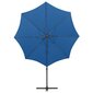 vidaXL Riippuva aurinkovarjo tangolla ja LED-valoilla taivaans. 300 cm hinta ja tiedot | Aurinkovarjot ja markiisit | hobbyhall.fi