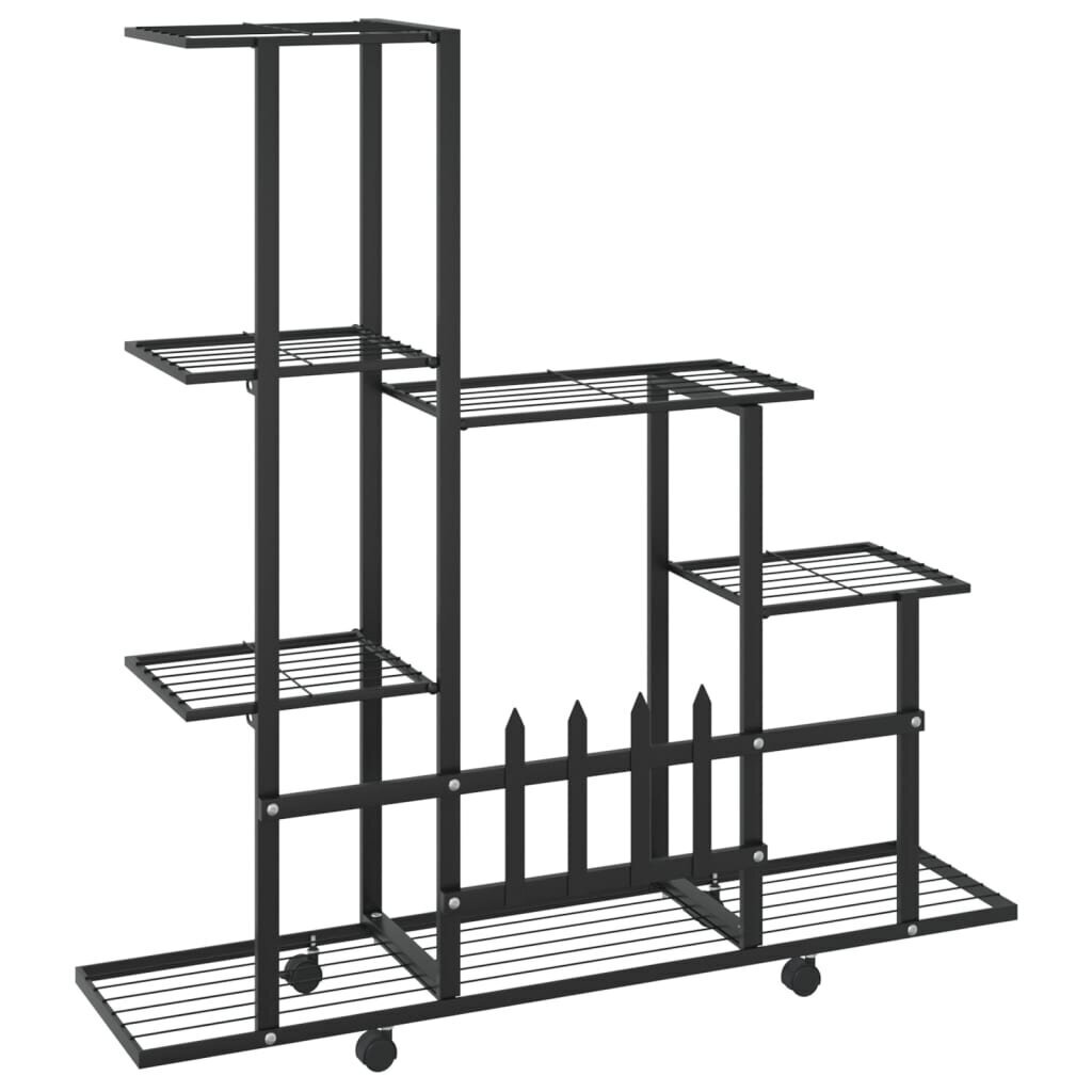 vidaXL Kukkateline renkailla 94,5x25x92,5 cm musta metalli hinta ja tiedot | Puutarhatyökalut | hobbyhall.fi