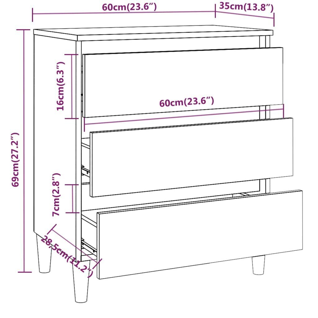 vidaXL Senkki savutammi 60x35x69 cm tekninen puu hinta ja tiedot | Olohuoneen kaapit ja lipastot | hobbyhall.fi