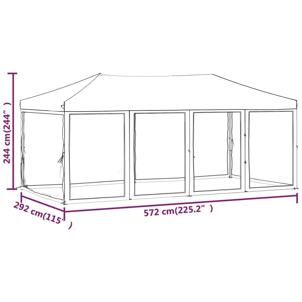 vidaXL Kokoontaittuva juhlateltta sivuseinillä sininen 3x6 m hinta ja tiedot | Puutarhapaviljongit | hobbyhall.fi