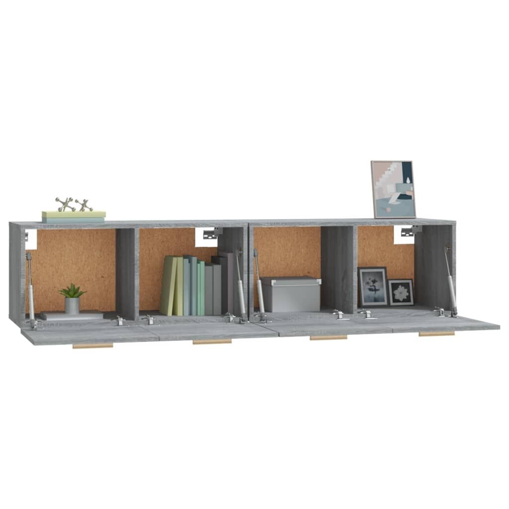 vidaXL Seinäkaapit 2 kpl harmaa Sonoma 80x35x36,5 cm tekninen puu hinta ja tiedot | Olohuoneen kaapit ja lipastot | hobbyhall.fi