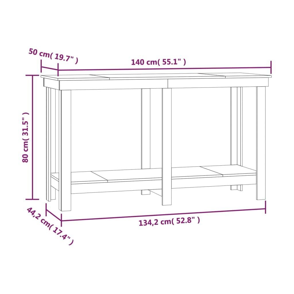 vidaXL Työpenkki harmaa 140x50x80 cm täysi mänty hinta ja tiedot | Sahat ja sirkkelit | hobbyhall.fi