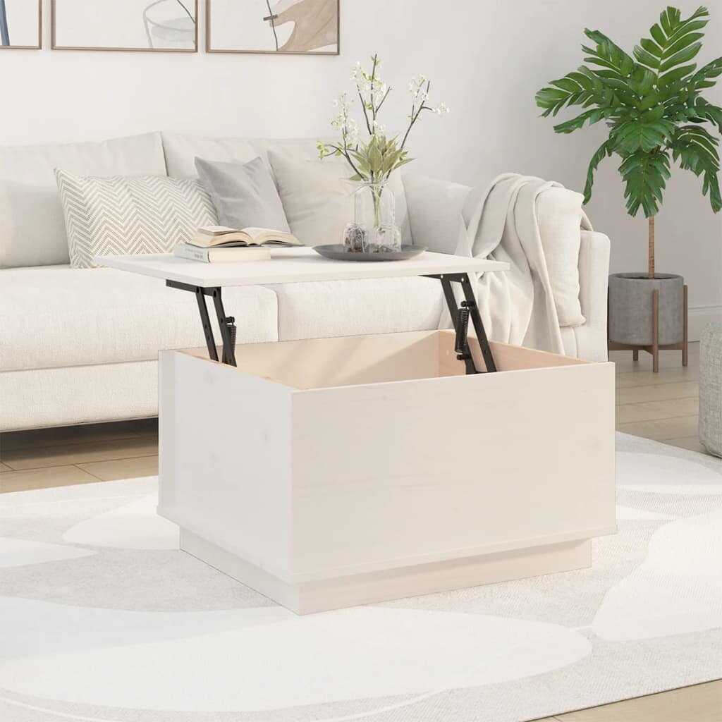 vidaXL Sohvapöytä valkoinen 60x50x35 cm täysi mänty hinta ja tiedot | Sohvapöydät | hobbyhall.fi