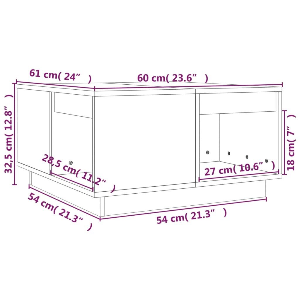 vidaXL Sohvapöytä 60x61x32,5 cm täysi mänty hinta ja tiedot | Sohvapöydät | hobbyhall.fi