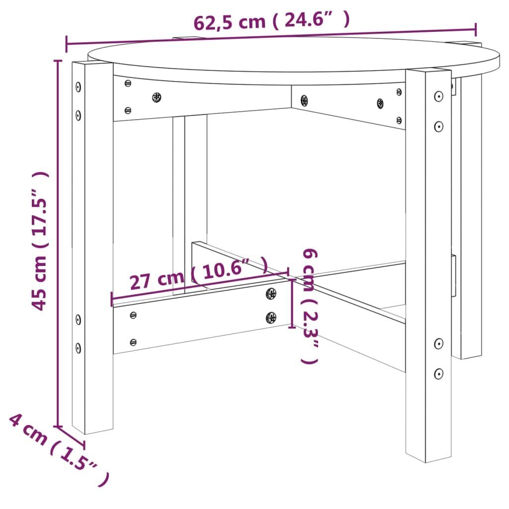 vidaXL Sohvapöytä valkoinen Ø 62,5x45 cm täysi mänty hinta ja tiedot | Sohvapöydät | hobbyhall.fi