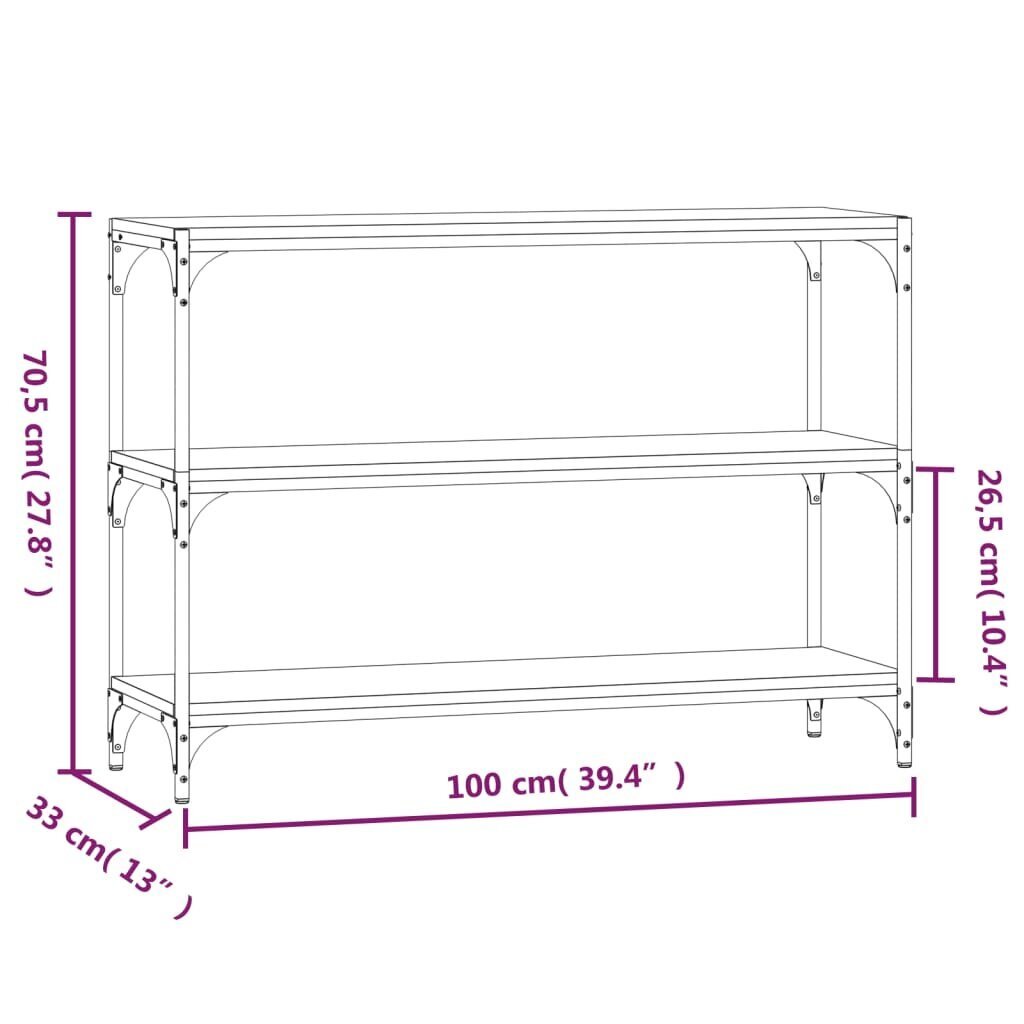 vidaXL Kirjahylly musta 100x33x70,5 cm tekninen puu ja teräs hinta ja tiedot | Hyllyt | hobbyhall.fi