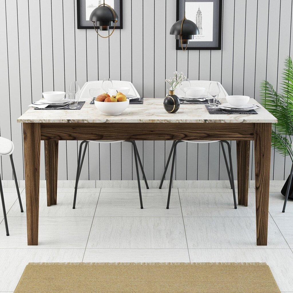 Ruokapöytä Asir Milan 515, ruskea/valkoinen hinta ja tiedot | Ruokapöydät | hobbyhall.fi