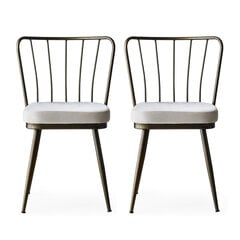2-tuolin setti Kalune Design Yildiz 985 V2, valkoinen/ruskea hinta ja tiedot | Ruokapöydän tuolit | hobbyhall.fi