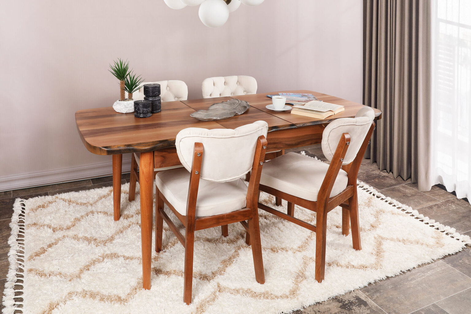 2 tuolin sarja Kalune Design Elma 760 V2, beige hinta ja tiedot | Ruokapöydän tuolit | hobbyhall.fi