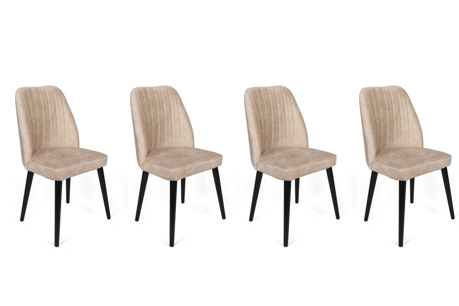 4 tuolin setti Kalune Design Alfa 434 V4, beige/musta hinta ja tiedot | Ruokapöydän tuolit | hobbyhall.fi