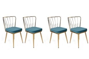 4 tuolin setti Kalune Design Yildiz 929 V4, sininen hinta ja tiedot | Ruokapöydän tuolit | hobbyhall.fi