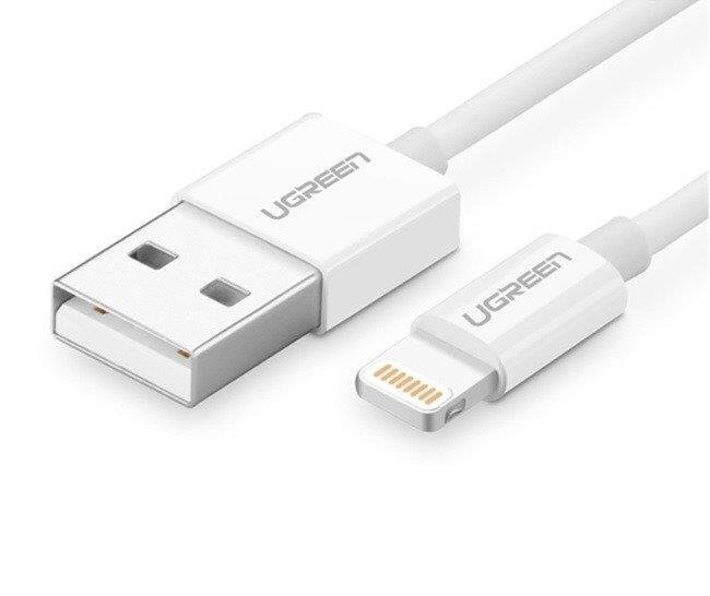 Ugreen USB - Lightning MFI -kaapeli 1m 2,4A valkoinen (20728) hinta ja tiedot | Puhelinkaapelit | hobbyhall.fi