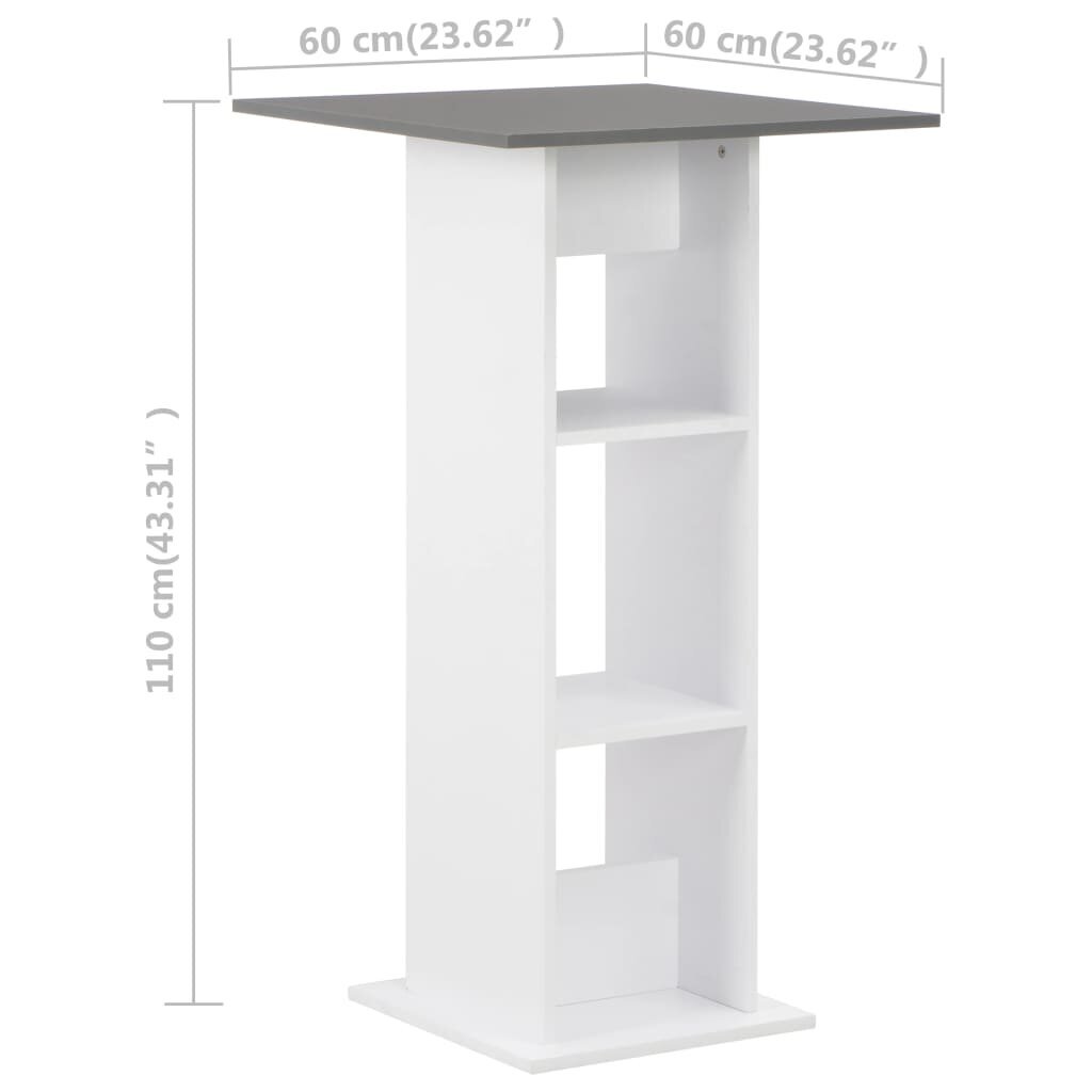 vidaXL Baaripöytä valkoinen ja antrasiitti 60x60x110 cm hinta ja tiedot | Ruokapöydät | hobbyhall.fi