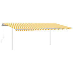 vidaXL Sisäänkelattava markiisi LED/tuulisensori 6x3,5m keltavalkoinen hinta ja tiedot | Aurinkovarjot ja markiisit | hobbyhall.fi