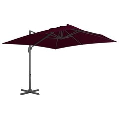 vidaXL Riippuva aurinkovarjo alumiinipylväällä viininpun. 300x300 cm hinta ja tiedot | Aurinkovarjot ja markiisit | hobbyhall.fi