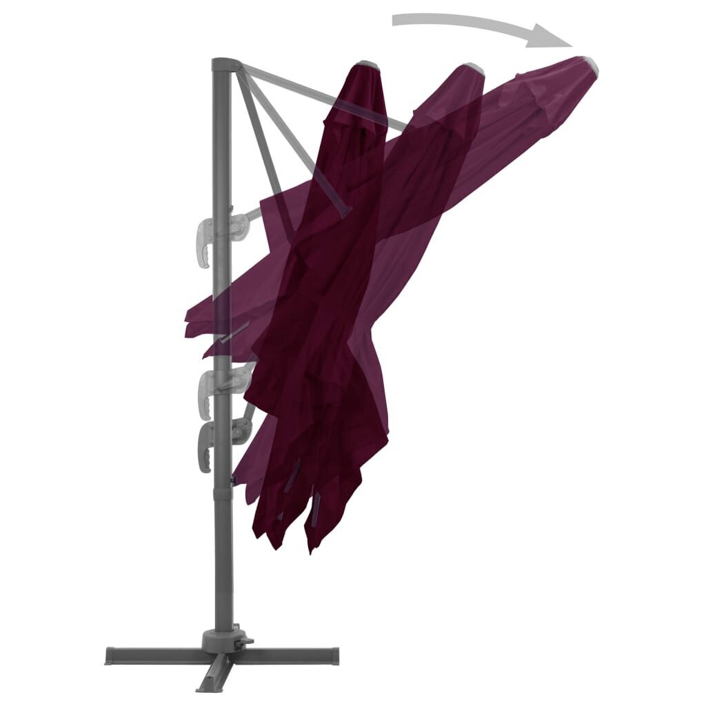 vidaXL Riippuva aurinkovarjo alumiinipylväällä viininpun. 300x300 cm hinta ja tiedot | Aurinkovarjot ja markiisit | hobbyhall.fi