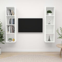 vidaXL Seinäkiinnitettävät TV-tasot 2 kpl valkoinen lastulevy hinta ja tiedot | TV-tasot | hobbyhall.fi