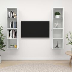 vidaXL Seinäkiinnitettävät TV-tasot 2 kpl korkeakiilto valk. lastulevy hinta ja tiedot | TV-tasot | hobbyhall.fi