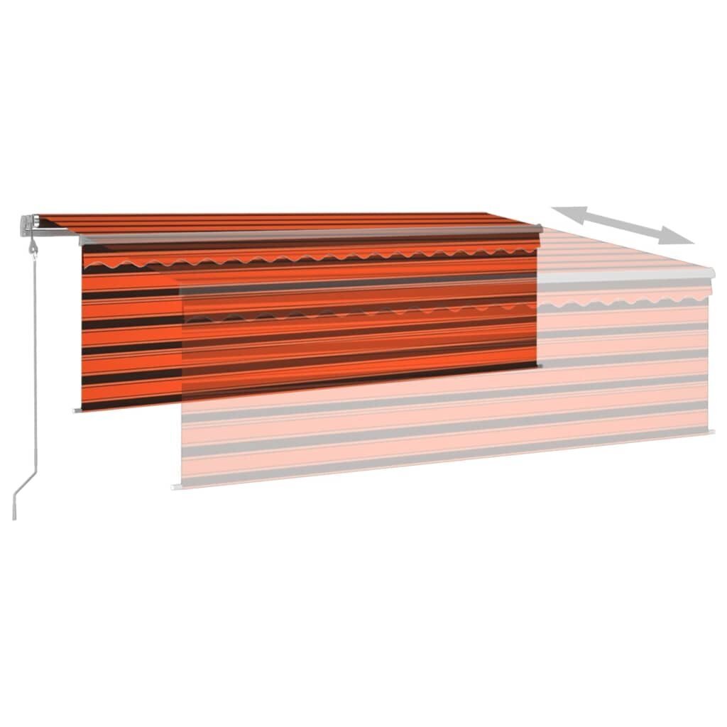 vidaXL Sisäänkelattava markiisi verho/LED/tuulisens 4x3 m oranssirusk hinta ja tiedot | Aurinkovarjot ja markiisit | hobbyhall.fi
