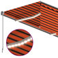 vidaXL Sisäänkelattava markiisi verho/LED/tuulisens 4x3 m oranssirusk hinta ja tiedot | Aurinkovarjot ja markiisit | hobbyhall.fi