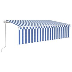 vidaXL Automaattimarkiisi verhoilla 6x3 m sinivalkoinen hinta ja tiedot | Aurinkovarjot ja markiisit | hobbyhall.fi