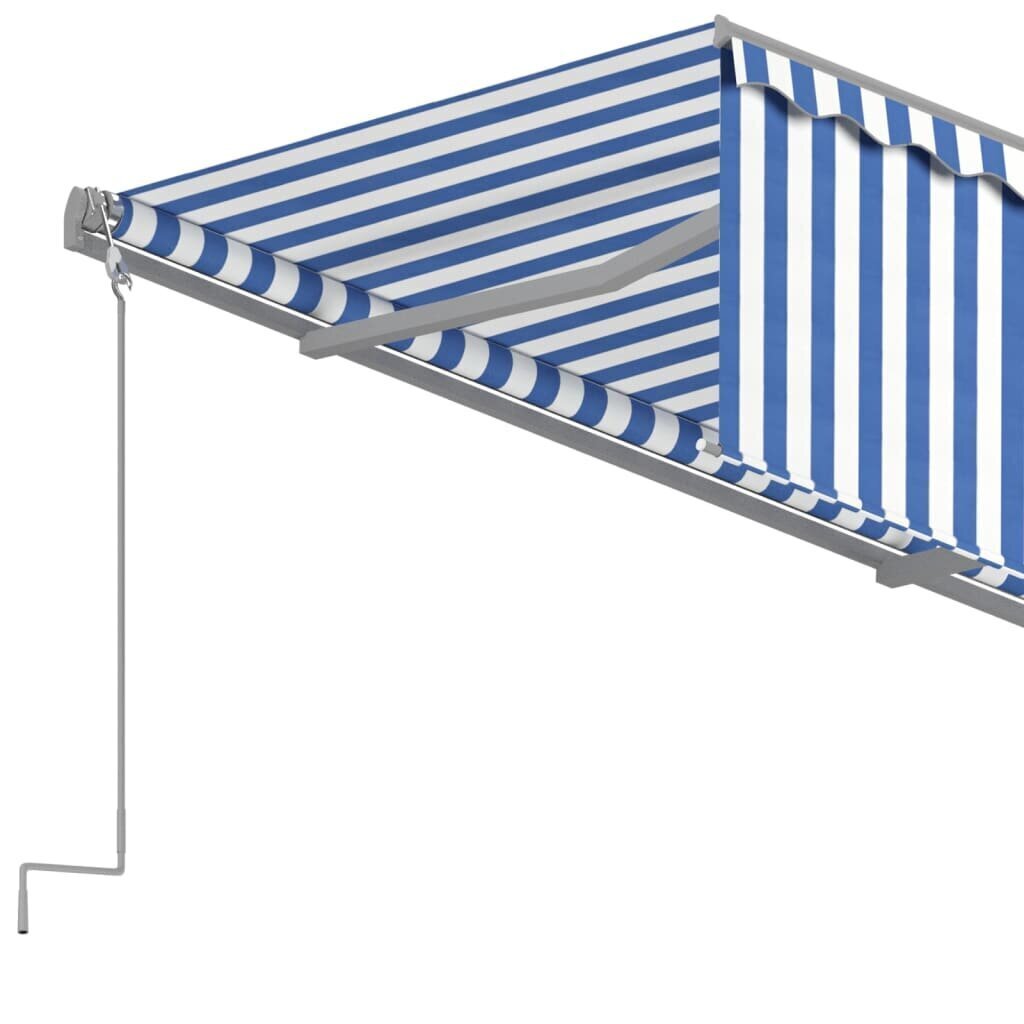 vidaXL Manuaalisesti kelattava markiisi verhoilla 4x3 m sinivalkoinen hinta ja tiedot | Aurinkovarjot ja markiisit | hobbyhall.fi