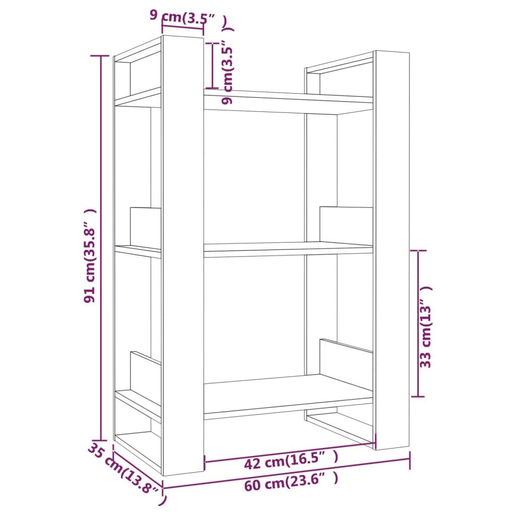 vidaXL Kirjahylly/tilanjakaja 60x35x91 cm täysi mänty hinta ja tiedot | Hyllyt | hobbyhall.fi