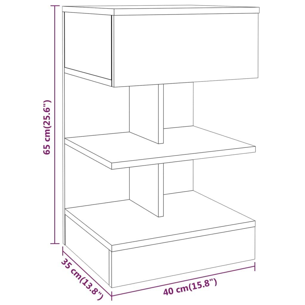 vidaXL Yöpöydät 2 kpl ruskea tammi 40x35x50 cm tekninen puu hinta ja tiedot | Yöpöydät | hobbyhall.fi