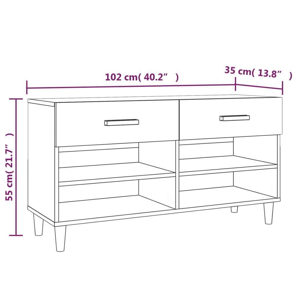 vidaXL Kenkäkaappi Sonoma-tammi 102x35x55 cm tekninen puu hinta ja tiedot | Kenkäkaapit ja -hyllyt | hobbyhall.fi