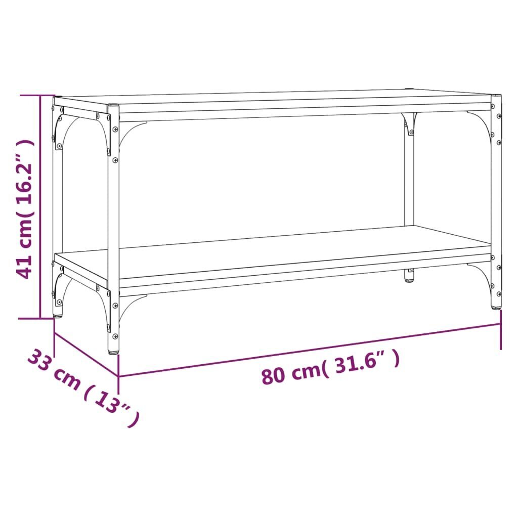 vidaXL TV-taso musta 80x33x41 cm tekninen puu ja teräs hinta ja tiedot | TV-tasot | hobbyhall.fi