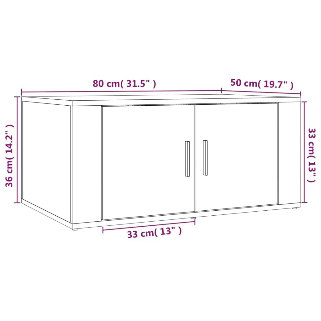 vidaXL Sohvapöytä Sonoma-tammi 80x50x36 cm tekninen puu hinta ja tiedot | Sohvapöydät | hobbyhall.fi