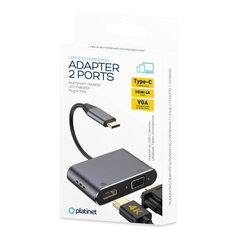 Platinet-sovitin USB-C - HDMI / VGA (45224) hinta ja tiedot | Adapterit | hobbyhall.fi