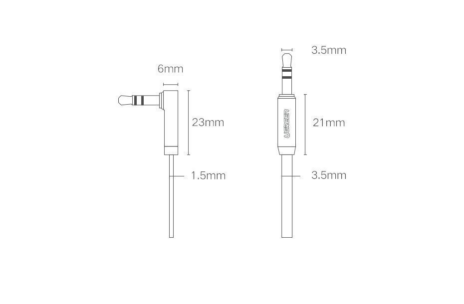 Kaapeli Ugreen AUX 3,5 mm minijakki 0,5 m, musta (AV119 10596). hinta ja tiedot | Kaapelit ja adapterit | hobbyhall.fi