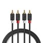 Aux Audio -kaapeli 2x RCA -> 2x RCA 10m Matala, musta hinta ja tiedot | Kaapelit ja adapterit | hobbyhall.fi