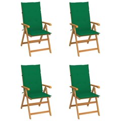 vidaXL Puutarhatuolit 4 kpl tyynyillä vihreä täysi tiikki hinta ja tiedot | Puutarhatuolit | hobbyhall.fi