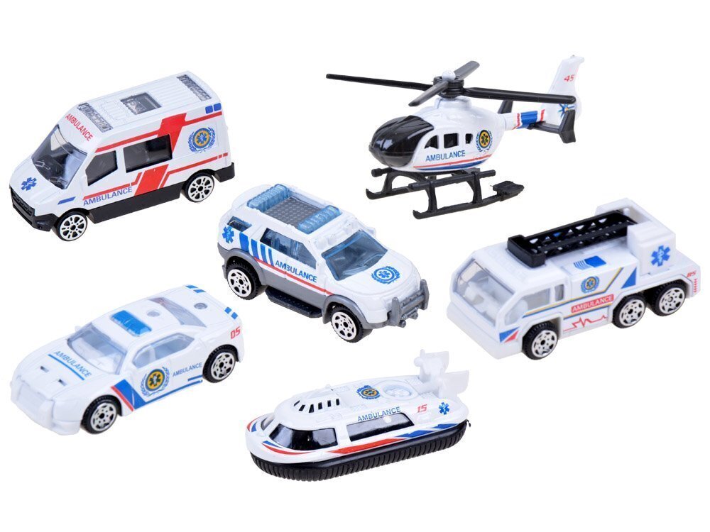 Metallinen ambulanssisarja Die Cast, 6 kpl. hinta ja tiedot | Poikien lelut | hobbyhall.fi