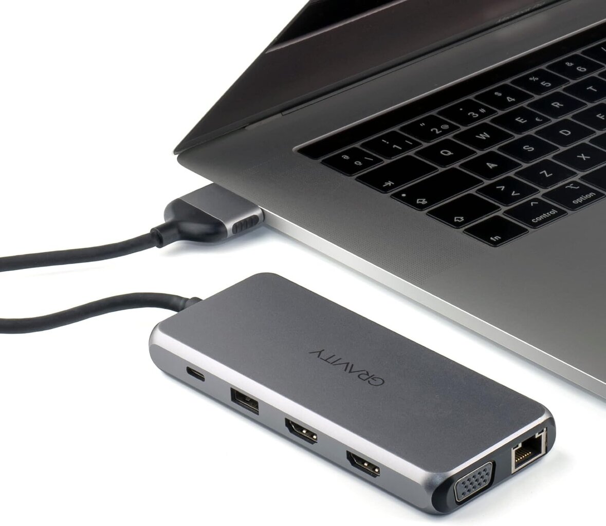 MacBook Dock GRAVITY, EXO-keskitin, 12 porttia, 100 W kannettavan tietokoneen sovitin - kaksi HDMI 4k 60 Hz, VGA, USB 3.0, USB 2.0, USB-C, Ethernet ja SD-kortinlukija hinta ja tiedot | Kannettavien tietokoneiden lisätarvikkeet | hobbyhall.fi