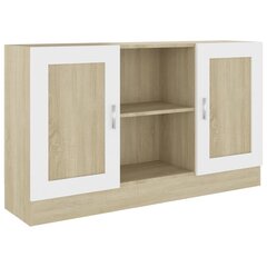 vidaXL Senkki valkoinen ja Sonoma-tammi 120x30,5x70 cm lastulevy hinta ja tiedot | Olohuoneen kaapit ja lipastot | hobbyhall.fi