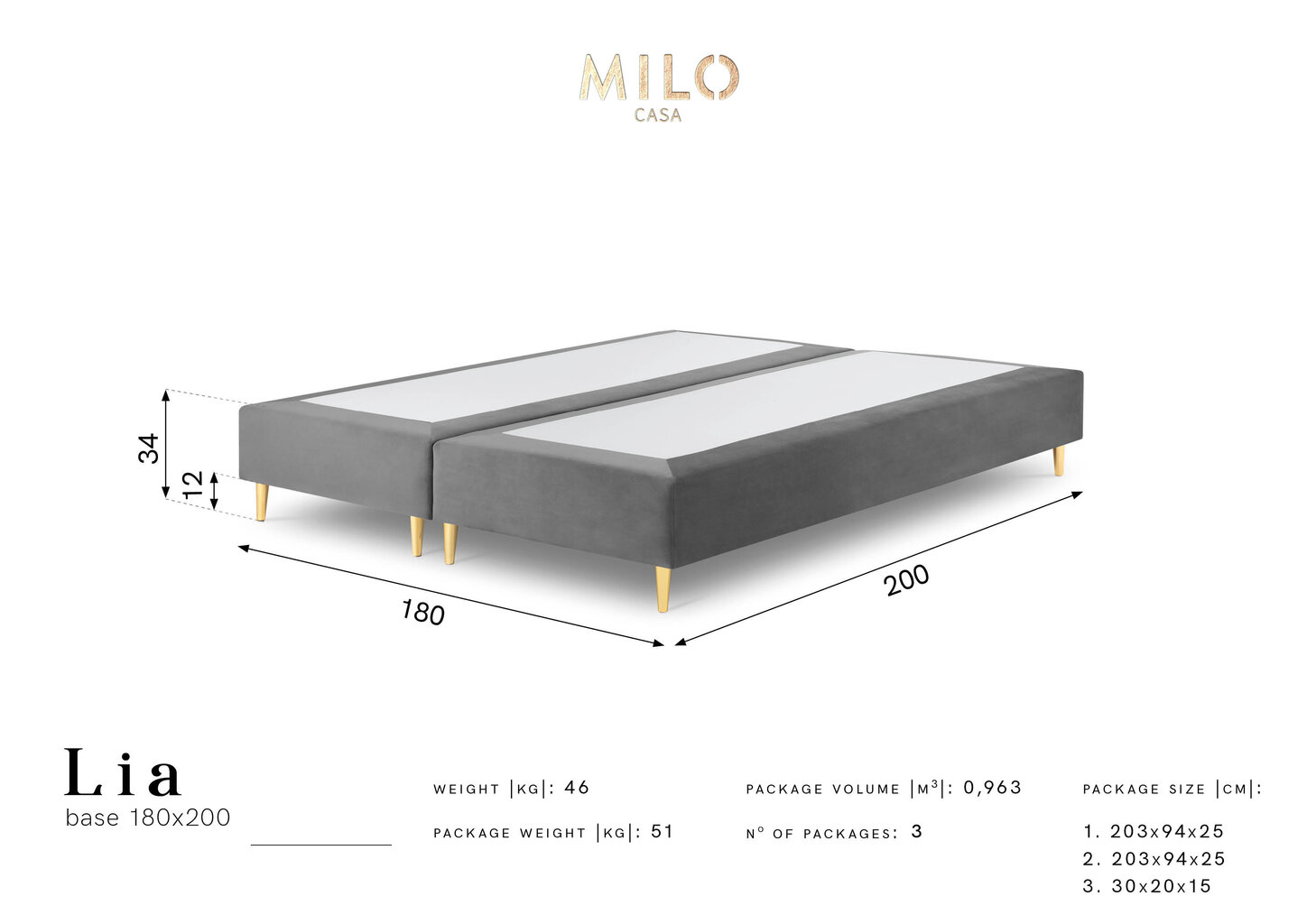 Milo Casa Lia runkopatja 180x200, beige hinta ja tiedot | Sängyt | hobbyhall.fi