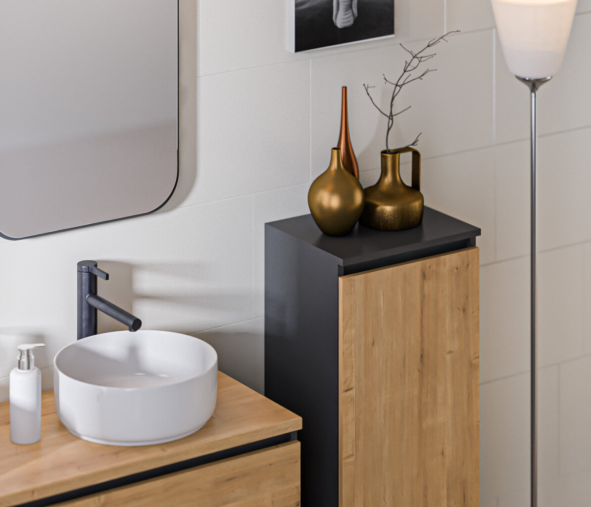 Kylpyhuonekaappi Comad Monako Harmaa tammi 811 - FSC, ruskea/harmaa hinta ja tiedot | Kylpyhuonekaapit | hobbyhall.fi