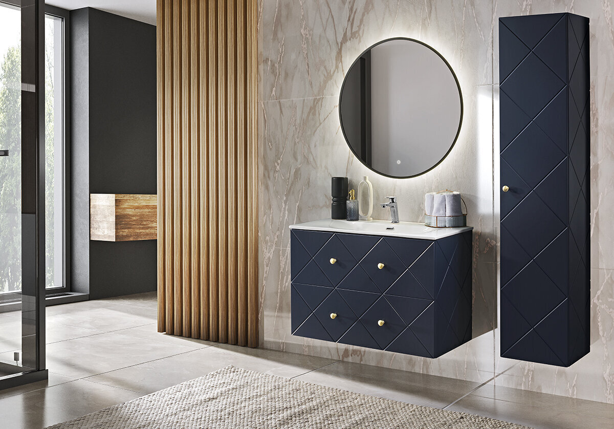 Kylpyhuonekaappi Comad Elegance Blue 82-90-C-2S, sininen, sininen hinta ja tiedot | Kylpyhuonekaapit | hobbyhall.fi