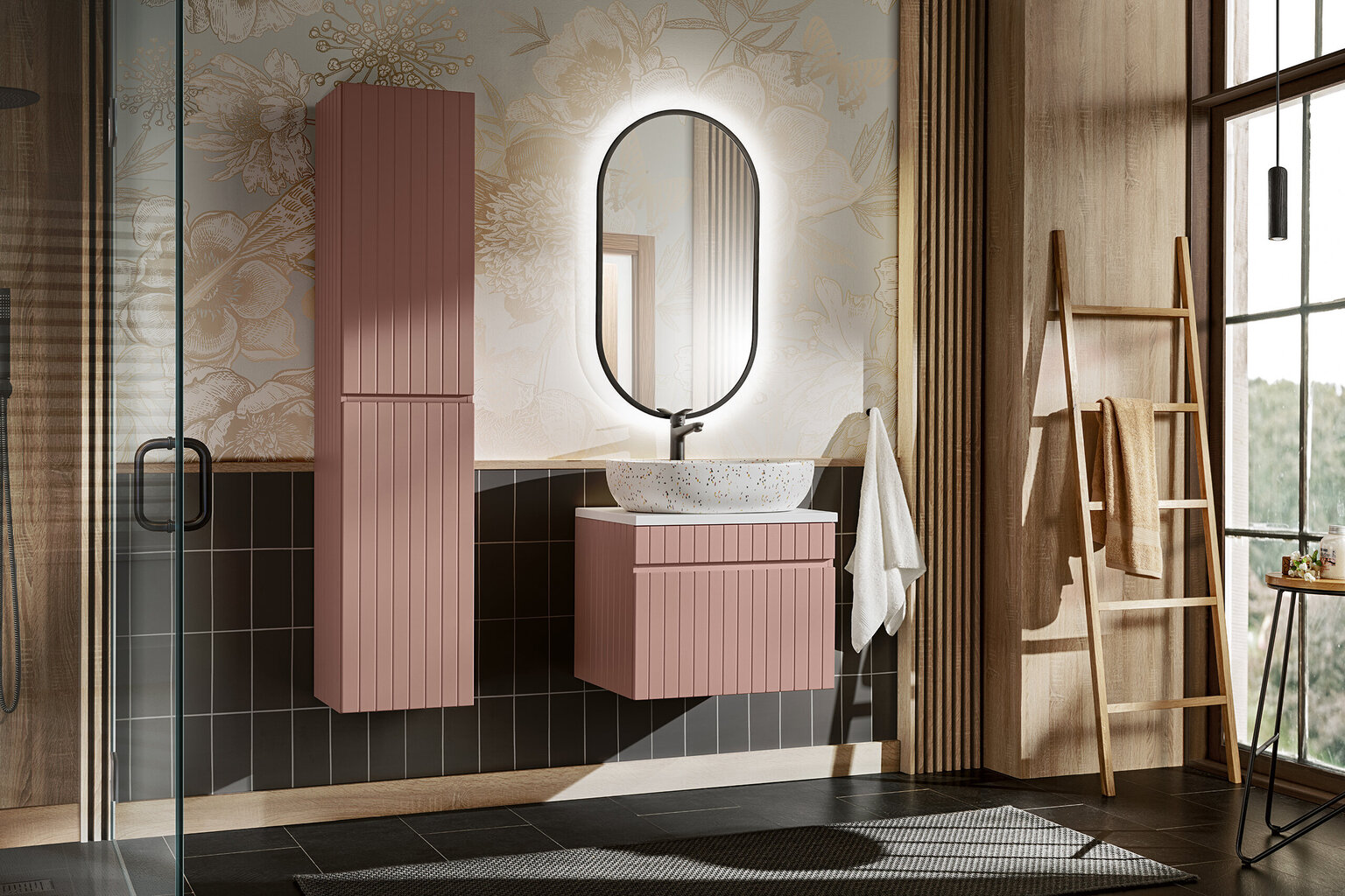 Kylpyhuonekaappi Comad Iconic Rose 80-01-E-2D, vaaleanpunainen hinta ja tiedot | Kylpyhuonekaapit | hobbyhall.fi