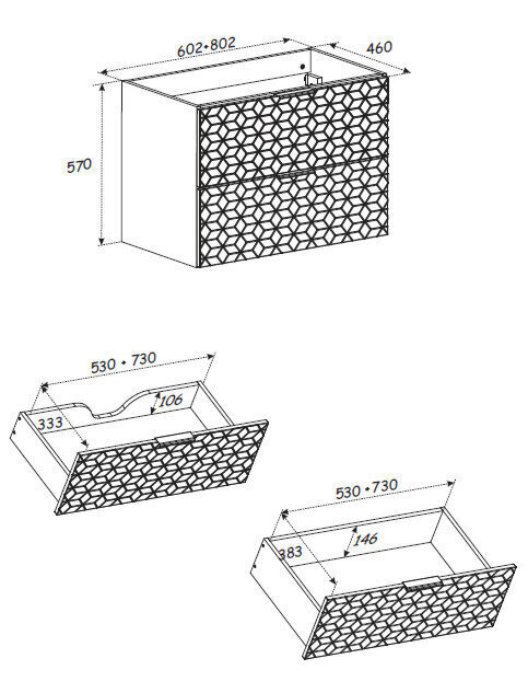 Kylpyhuonekaappi Comad Diamond Wotan 82-60-D-2S, ruskea/musta hinta ja tiedot | Kylpyhuonekaapit | hobbyhall.fi